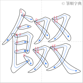 “「餟」的筆順”