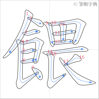 “「餵」的筆順”