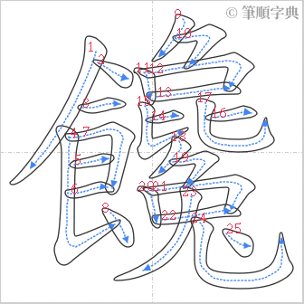 “「饞」的筆順”