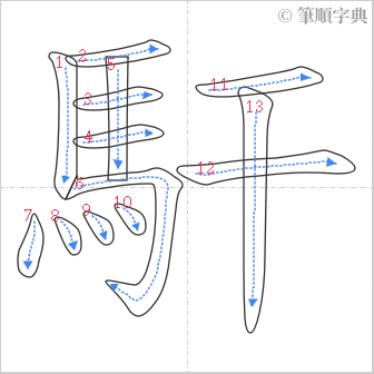 “「馯」的筆順”