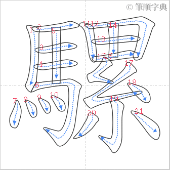 “「騾」的筆順”