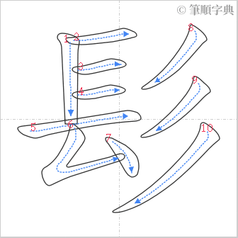 “「髟」的筆順”