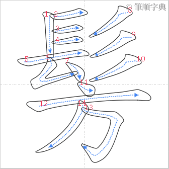 “「髣」的筆順”