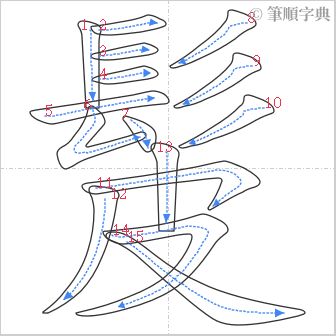 “「髲」的筆順”