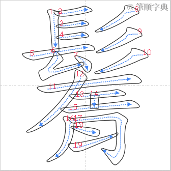 “「鬌」的筆順”