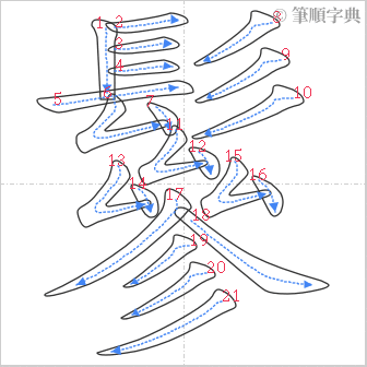 “「鬖」的筆順”