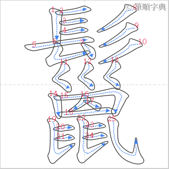 “「鬣」的筆順”