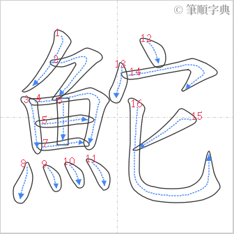 “「鮀」的筆順”