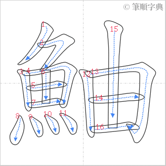 “「鮋」的筆順”