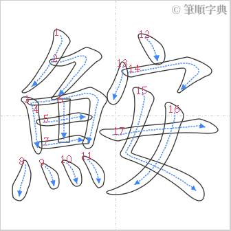 “「鮟」的筆順”