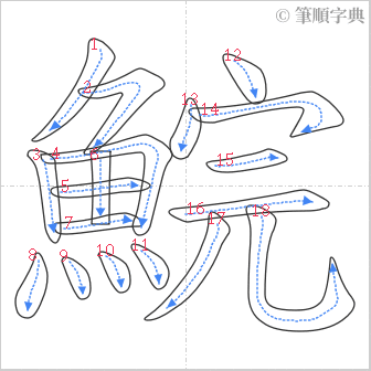 “「鯇」的筆順”