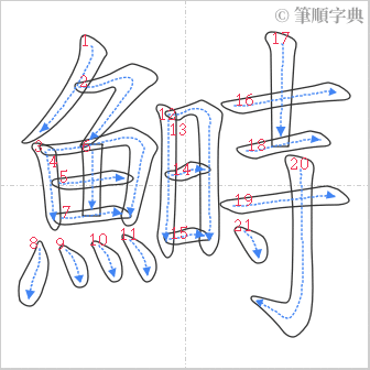 “「鰣」的筆順”