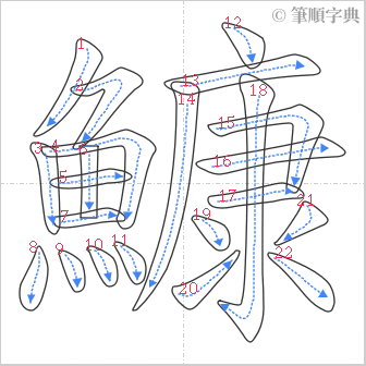 “「鱇」的筆順”