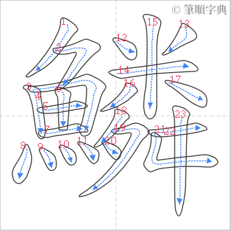 “「鱗」的筆順”