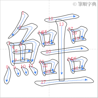 “「鱷」的筆順”