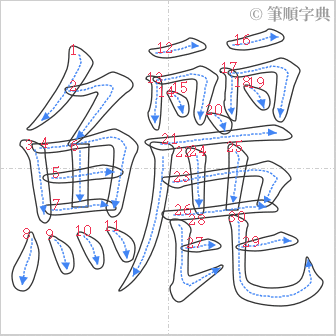 “「鱺」的筆順”