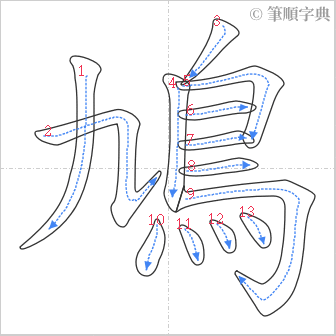 “「鳩」的筆順”