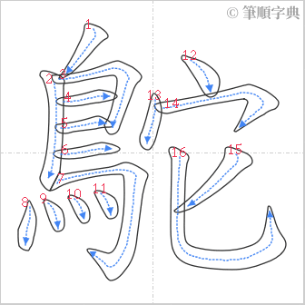 “「鴕」的筆順”