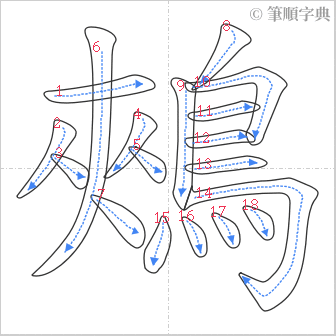 “「鵊」的筆順”