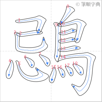 “「鵋」的筆順”