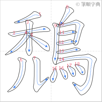 “「鵚」的筆順”