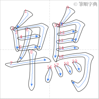 “「鵯」的筆順”