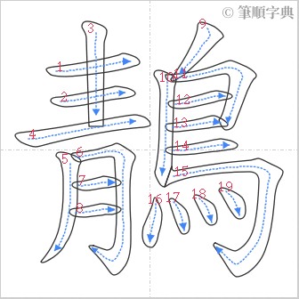 “「鶄」的筆順”