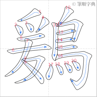 “「鶢」的筆順”