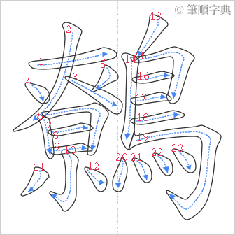 “「鷯」的筆順”