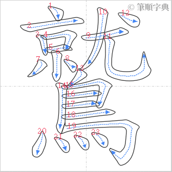 “「鷲」的筆順”