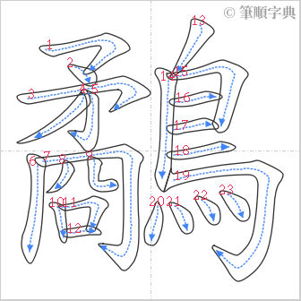 “「鷸」的筆順”