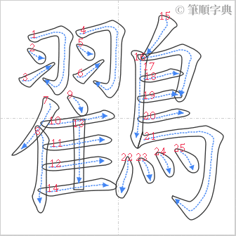 “「鸐」的筆順”