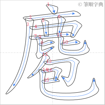 “「麅」的筆順”