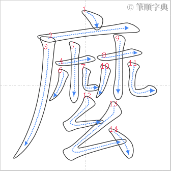 “「麼」的筆順”