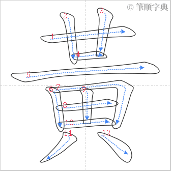 “「黃」的筆順”