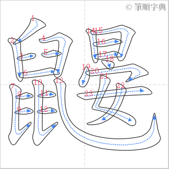 “「鼹」的筆順”