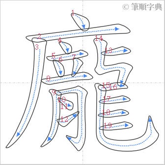 “「龐」的筆順”