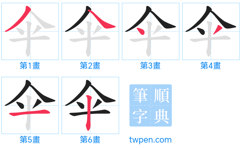“「伞」的筆畫”