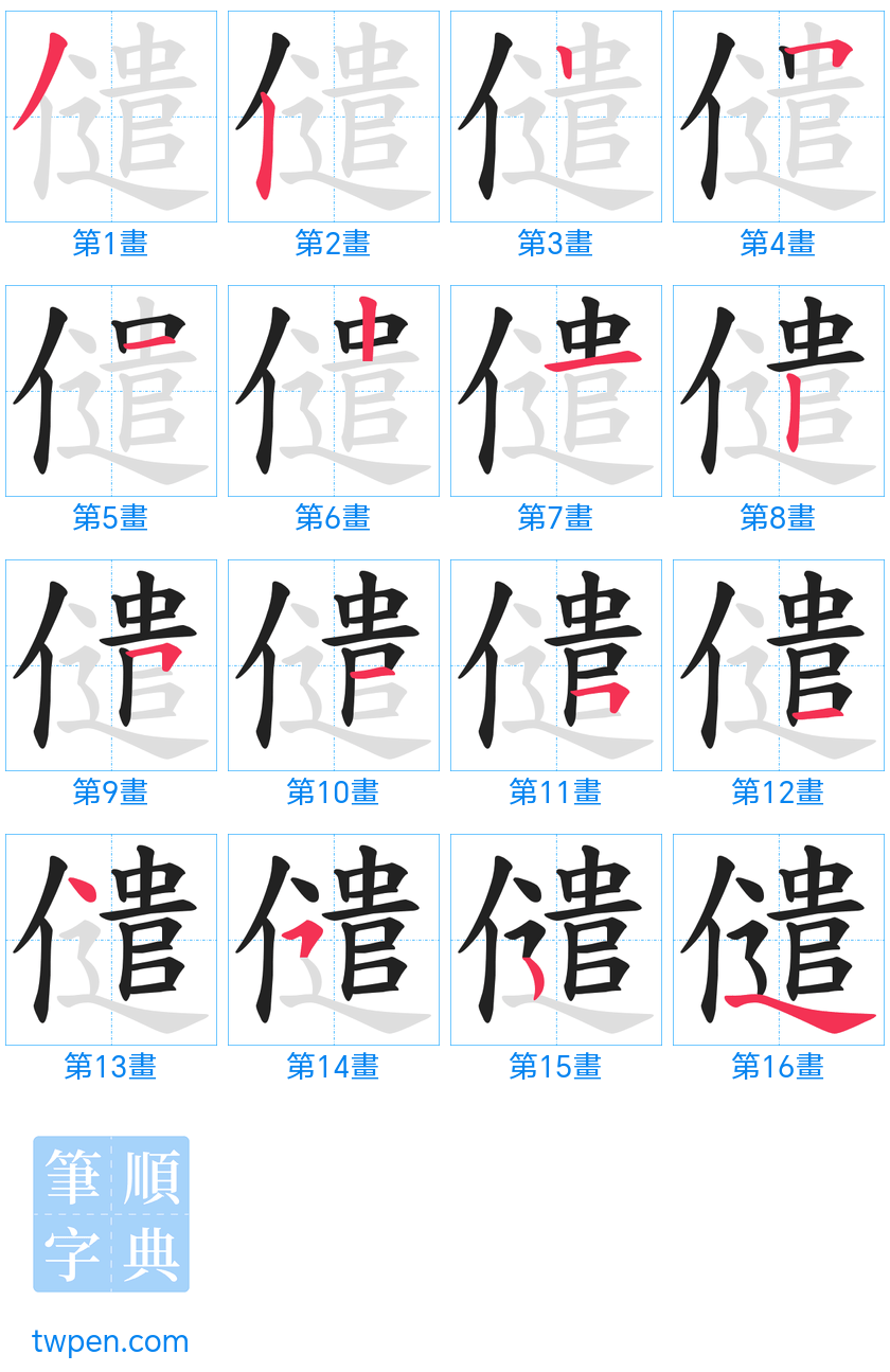 “「儙」的筆畫”