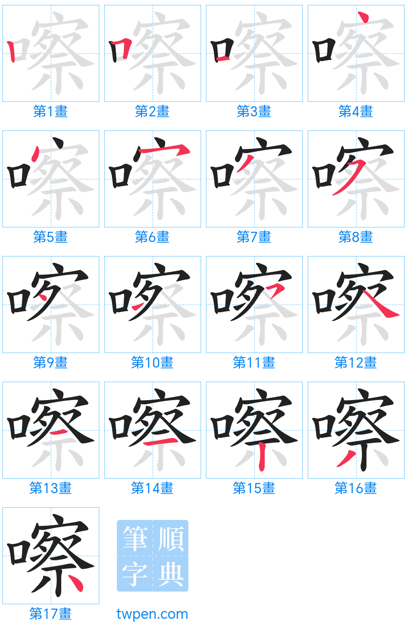 “「嚓」的筆畫”