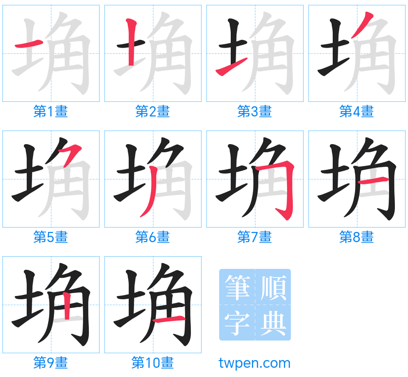 “「埆」的筆畫”