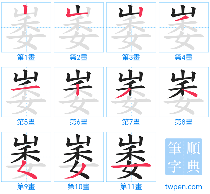 “「崣」的筆畫”