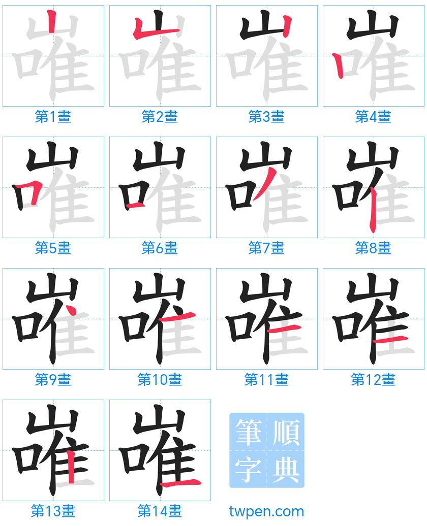 “「嶉」的筆畫”