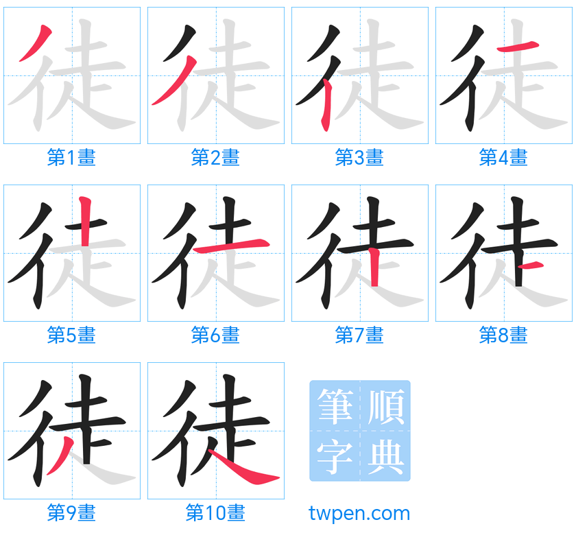 “「徒」的筆畫”