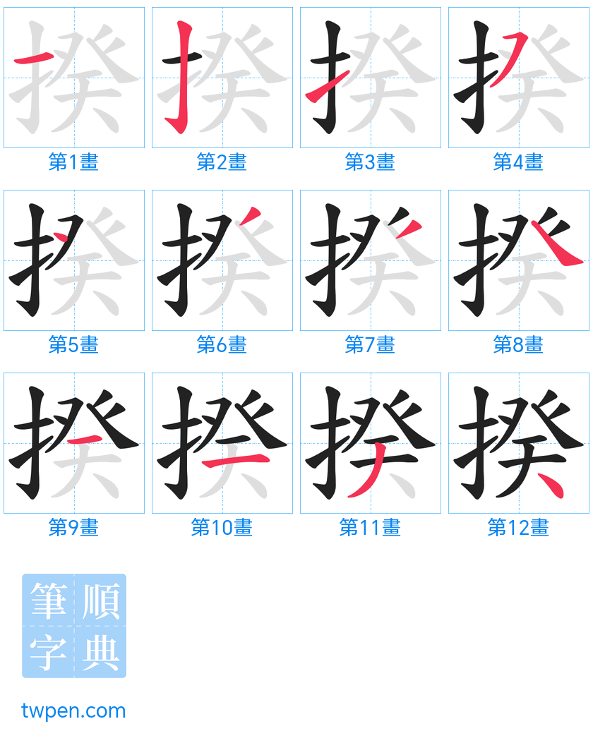 “「揆」的筆畫”