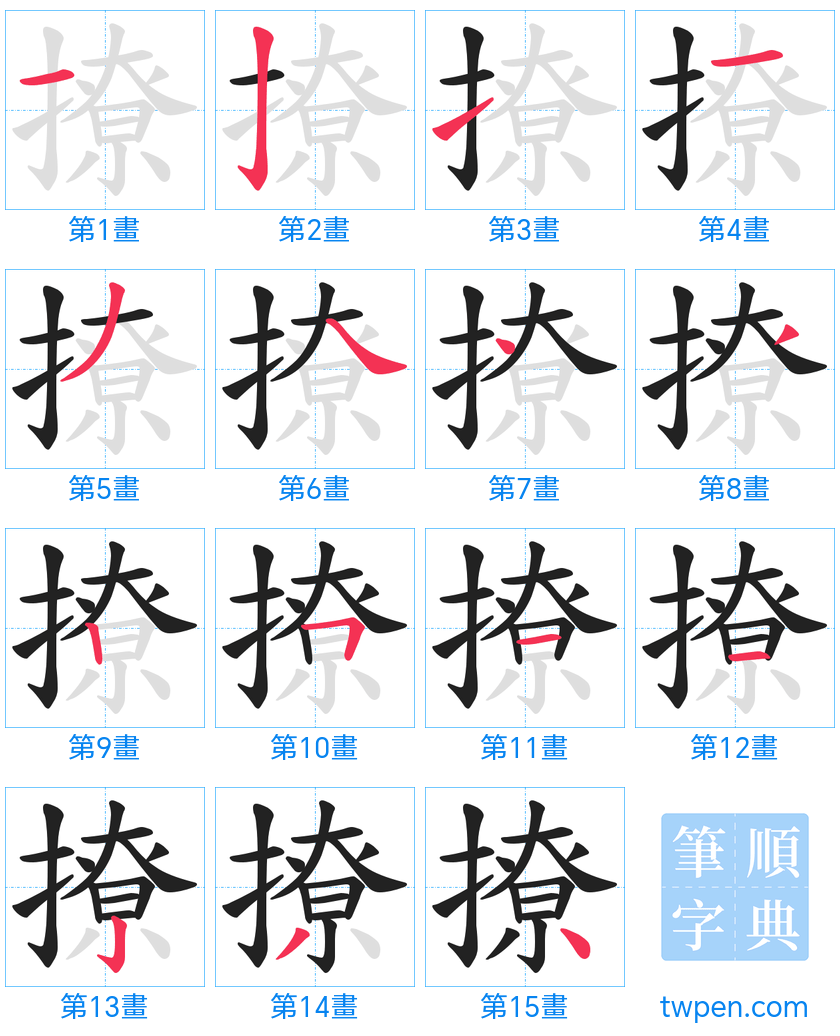 “「撩」的筆畫”