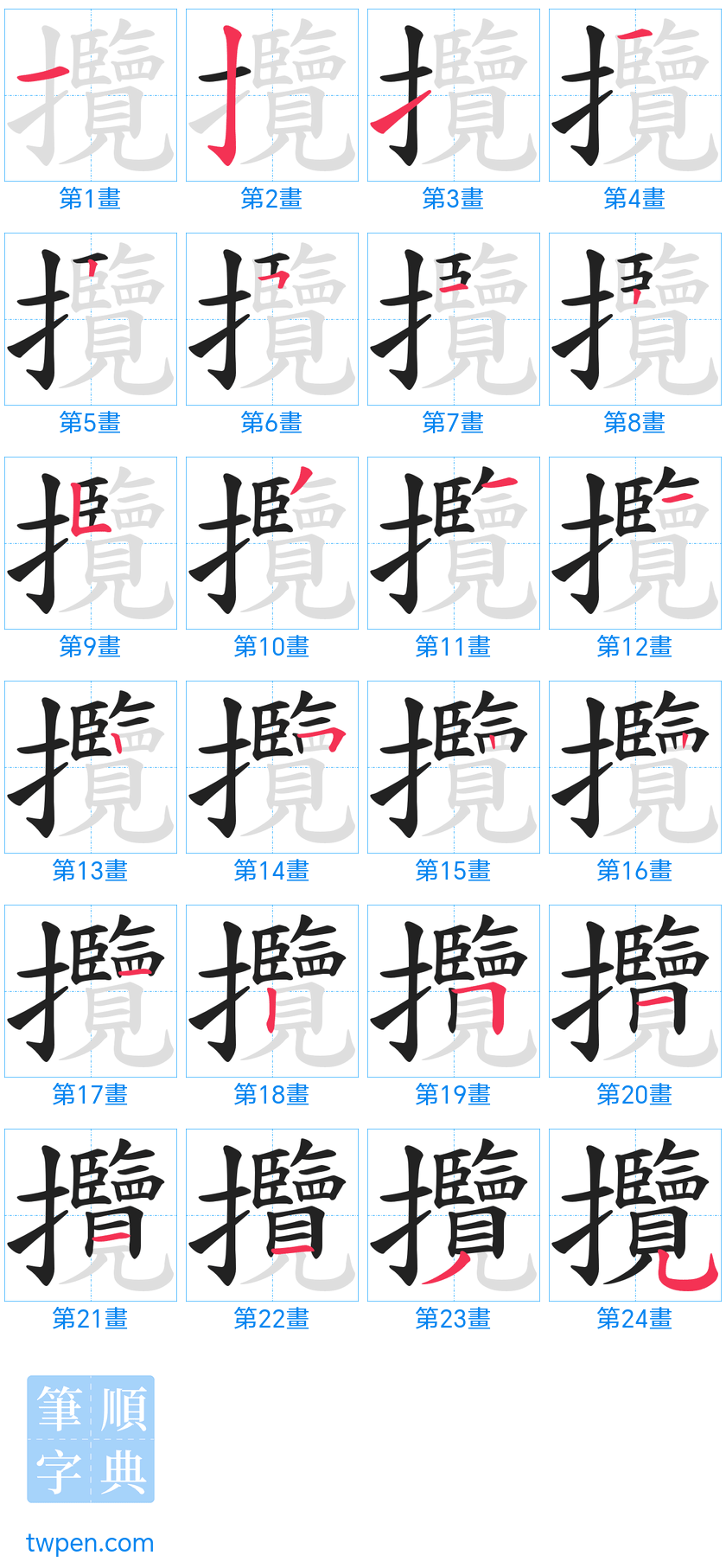 “「攬」的筆畫”