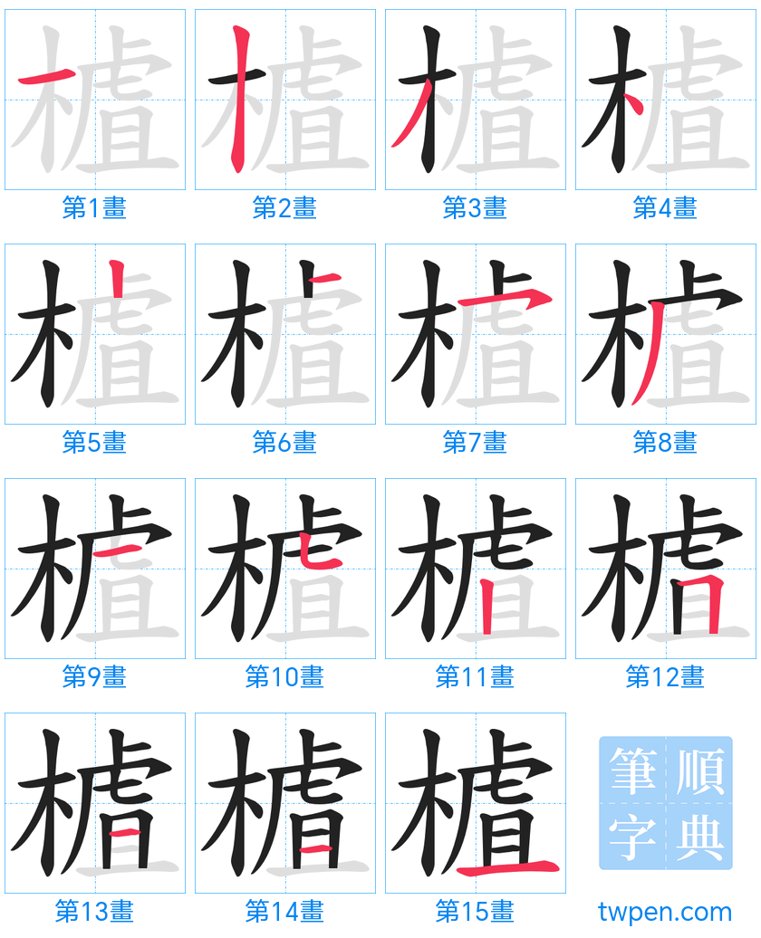 “「樝」的筆畫”
