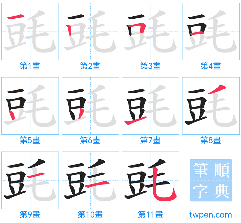 “「毭」的筆畫”