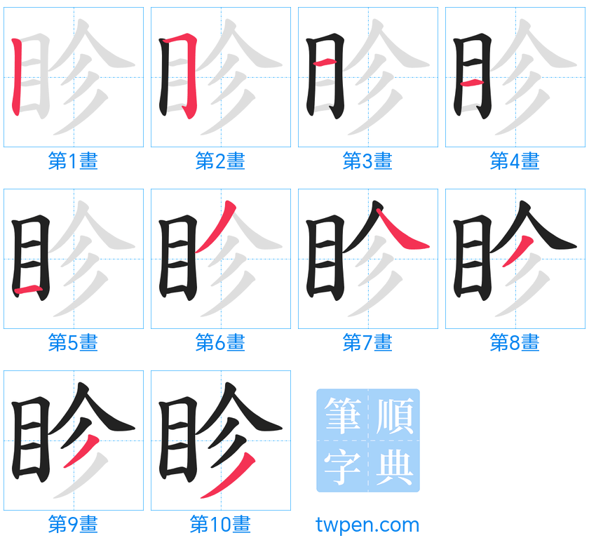 “「眕」的筆畫”
